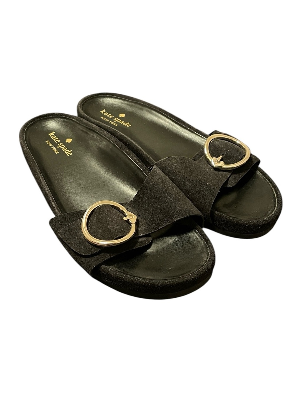 Kate Spade New York Women's Black Suede Della Slide Slip On Sandals Size 8
